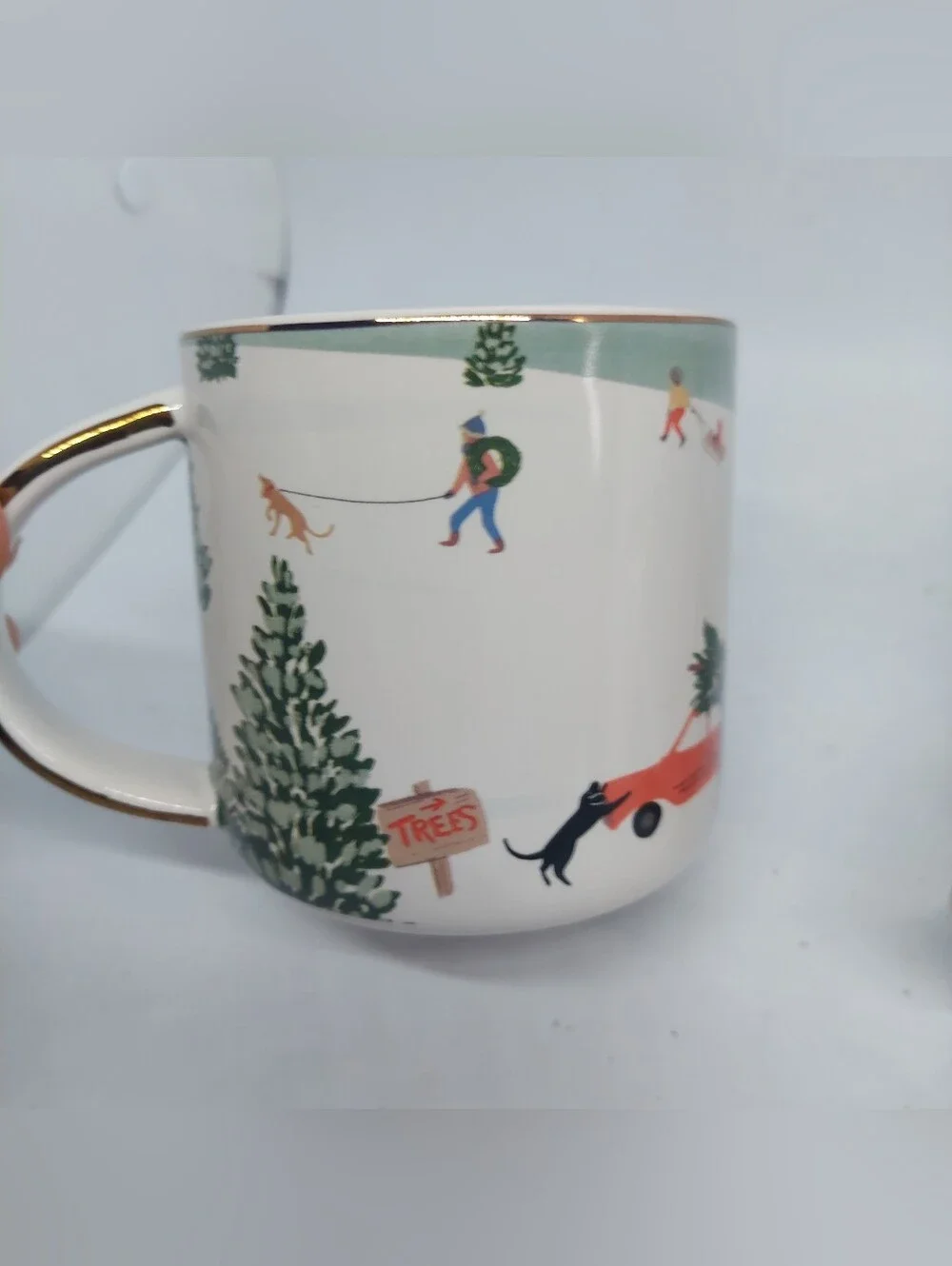 West Elm Mug Christmas Tree Winter Design Set Of 2 Coffee Cocoa Cup